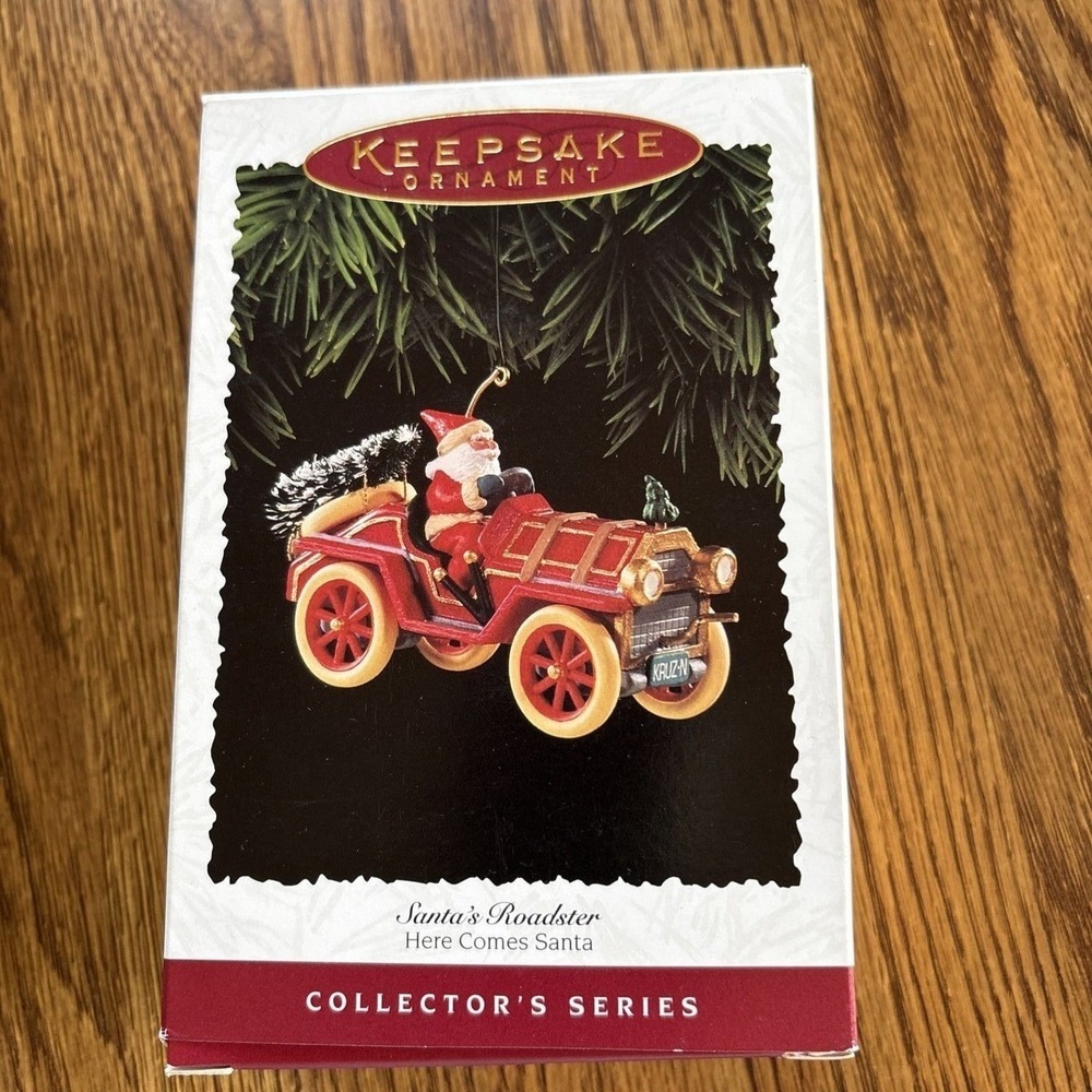 1995 Hallmark Ornament Santa's Roadster Here Comes Santa #17 in Series